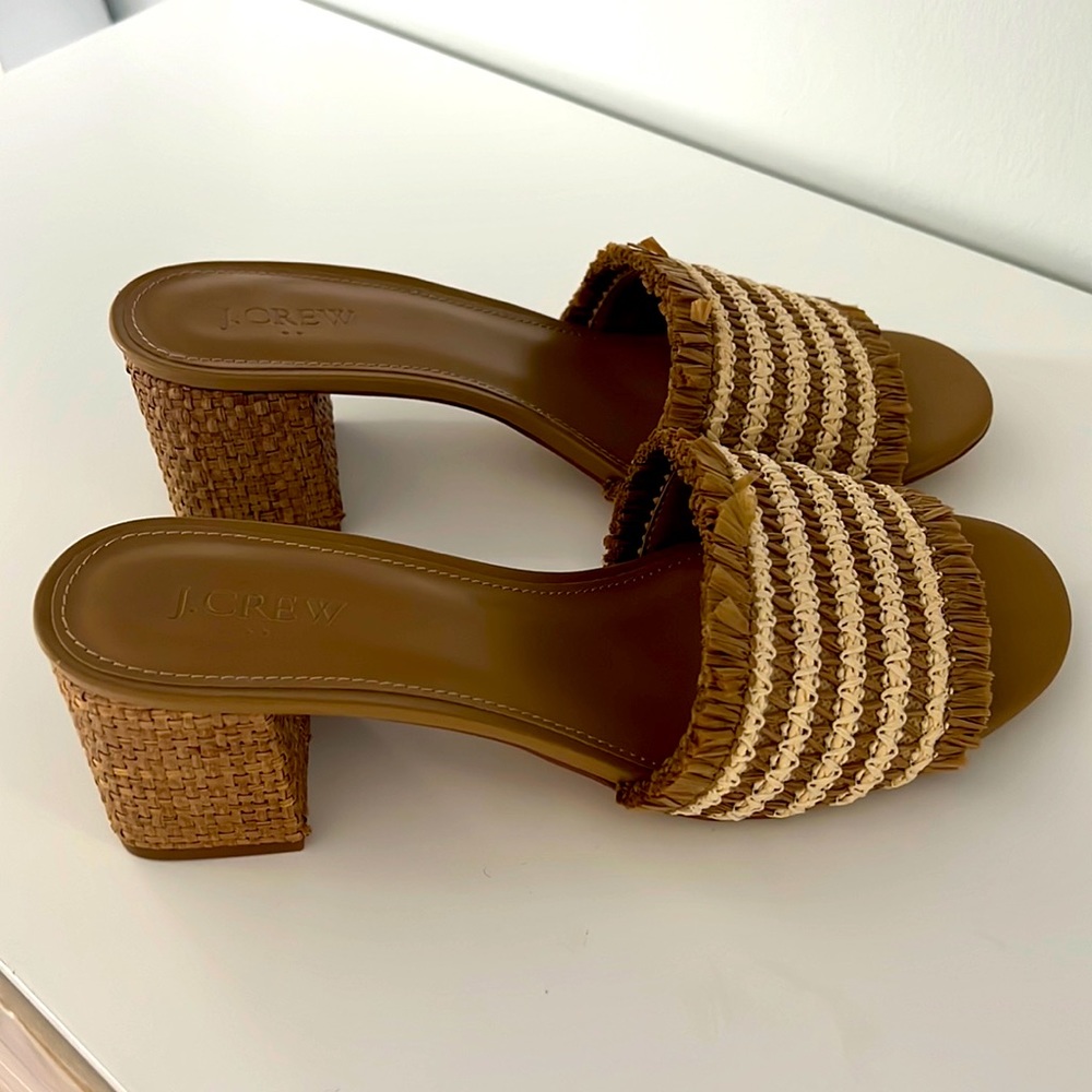 J. Crew Raffia slide heels
